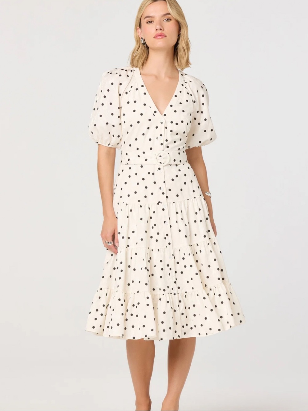 ASTR Polka Dot Belted Dress